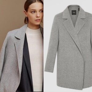 THEORY Sileena Winsome 2 Luxe Wool-Cashmere Coat Grey Melange XS